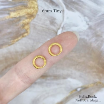 Elegant 6mm Gold Hoop Earrings Lightweight Hypoallergenic