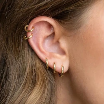 Elegant 6mm Gold Hoop Earrings Lightweight Hypoallergenic