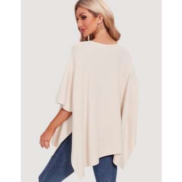 PULI Womens Oversized Crewneck Poncho Sweater Chunky Warm Pullover Sweaters Casual Tops Trendy Outfi...
