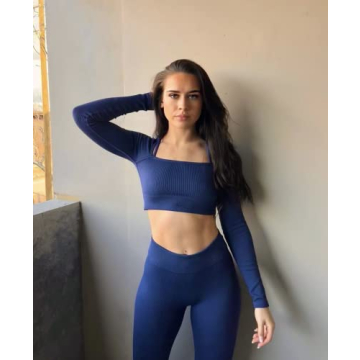 Stylish ABOCIW Women Workout Set - Ribbed Top & Leggings