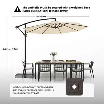 wikiwiki 10ft Patio Umbrellas Offset Outdoor Umbrella Cantilever Hanging Umbrellas w/Infinite Tilt, Fade Resistant Waterproof RECYCLED FABRIC Canopy & Cross Base, for Yard, Garden & Deck, Cream Beige