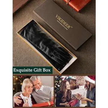 VIKIDEER Elegant Winter Black Long Leather Gloves for Women Full Touchscreen Womens Ladies Warm Lined Genuine Leather Gloves 15.7'' Black Large