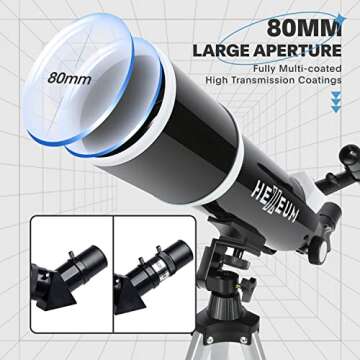 80mm Telescope for Adults & Beginners - Multi-Coated