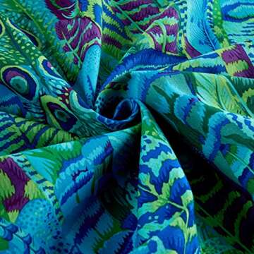 Kaffe Fassett Feathers Green, Fabric by the Yard