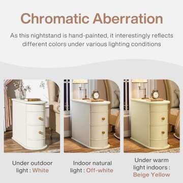 Tribesigns Solid Wood End Table, 2-Drawer Narrow Side Table Slim Chair Side Table, No Assembly Required, Finished Back, Off-White