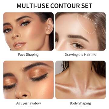 FV 2PCS Contour Stick, Highly Pigmented & Blendable Contour and Highlighter Stick, Long Lasting & Creamy Texture, Waterproof Contour Set for Face Shaping Makeup, 03&04