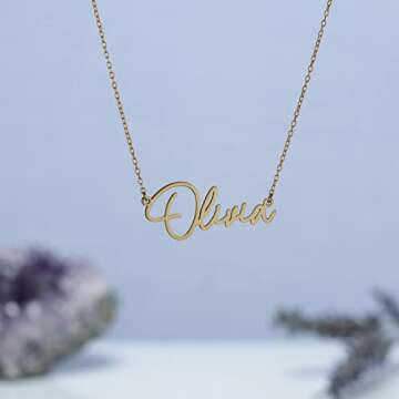 14k Solid Gold Name Necklace, Customized Personalized Jewelry, Adjustable Chain Pendant for Women's Gift