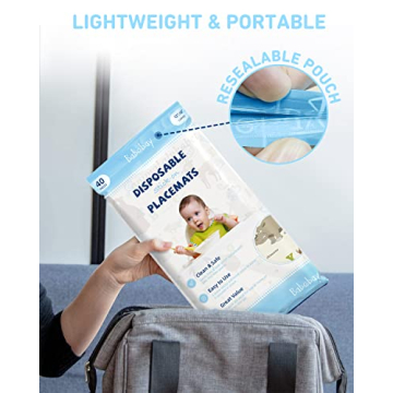 Babebay 40 Pack Disposable Baby Placemats - Hygienic & Fun