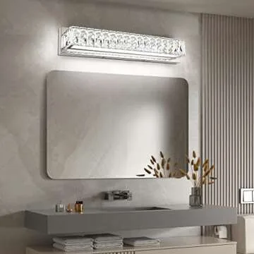ZUZITO Modern Bathroom Light Fixtures - LED Vanity Lights for Bathroom 18W - Crystal Chrome Lighting Fixtures Over Mirror for Bath