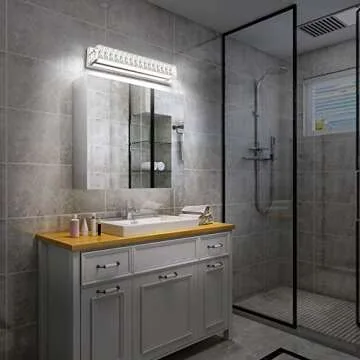 ZUZITO Modern Bathroom Light Fixtures - LED Vanity Lights for Bathroom 18W - Crystal Chrome Lighting Fixtures Over Mirror for Bath