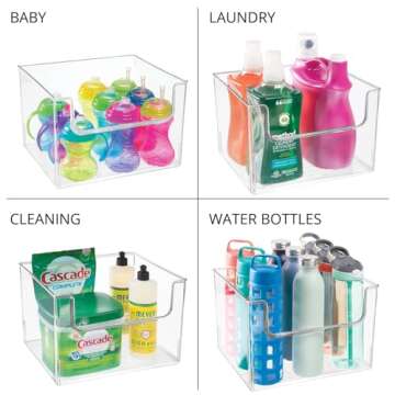 mDesign Modern Plastic Open Front Dip Storage Organizer Bin Basket for Home Office Organization - Shelf, Cubby, Cabinet, and Closet Organizing Decor - Ligne Collection - 2 Pack - Clear