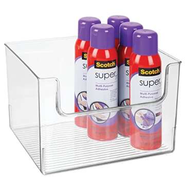 mDesign Modern Plastic Open Front Dip Storage Organizer Bin Basket for Home Office Organization - Shelf, Cubby, Cabinet, and Closet Organizing Decor - Ligne Collection - 2 Pack - Clear