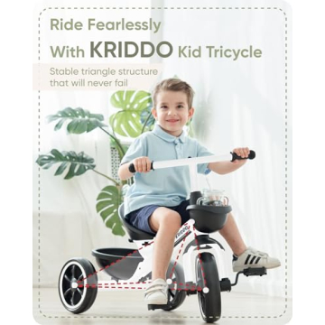 KRIDDO Kids Tricycles for 2-4 Year Olds, Toddler Trike Gift for 24 Months to 4 Years, White