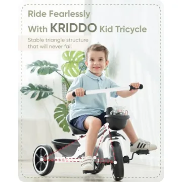 KRIDDO Kids Tricycles for 2-4 Year Olds, Toddler Trike Gift for 24 Months to 4 Years, White