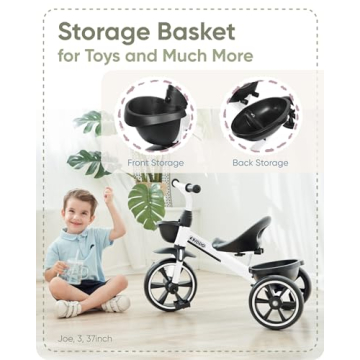 KRIDDO Kids Tricycles for 2-4 Year Olds, Toddler Trike Gift for 24 Months to 4 Years, White