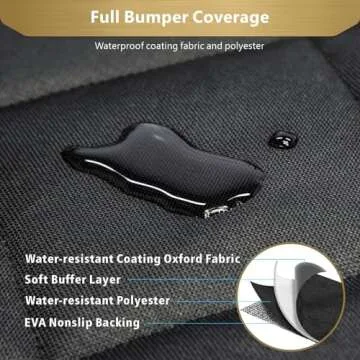 F-color SUV Cargo Liner for Dogs - Waterproof Pet Cargo Liner with Side Flaps, Comfort Dog Cargo Cover with Bumper Flap 2 Pockets, Scrachproof Non-slip Large Size Universal Fit SUVs Sedans Vans, Black