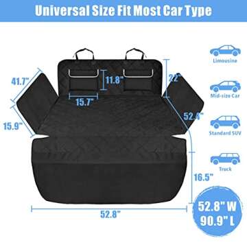 F-color SUV Cargo Liner for Dogs - Waterproof Pet Cargo Liner with Side Flaps, Comfort Dog Cargo Cover with Bumper Flap 2 Pockets, Scrachproof Non-slip Large Size Universal Fit SUVs Sedans Vans, Black