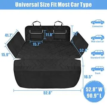 F-color SUV Cargo Liner for Dogs - Waterproof Pet Cargo Liner with Side Flaps, Comfort Dog Cargo Cover with Bumper Flap 2 Pockets, Scrachproof Non-slip Large Size Universal Fit SUVs Sedans Vans, Black