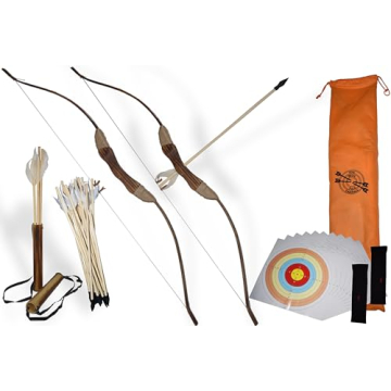 FSFF Enhanced Wooden Bow and Arrow Set for Kids - 16 Arrows, 2 Bows, and Targets - Perfect Gift for ...