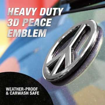 Revolution Car Badges Premium Car Emblems - Heavy Duty 3D Peace Sign Logo - Long Lasting Easy Mounti...