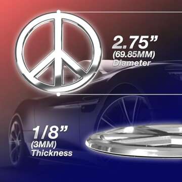 Premium Car Emblems - 3D Heavy Duty Peace Sign Logo