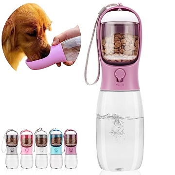 AVELORA Dog Water Bottle,Portable Pet Water Bottle with Food Container,Outdoor Portable Water Dispen...