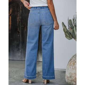 GRAPENT Womens Work Jeans Slacks for Women Fall Clothes for Women Baggy Jeans Women Jeans for Women Trendy Womens Jeans Casual Color Classic Blue Size M Medium Size 8 Size 10