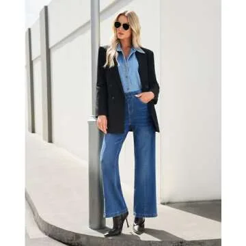 GRAPENT Womens Work Jeans Slacks for Women Fall Clothes for Women Baggy Jeans Women Jeans for Women Trendy Womens Jeans Casual Color Classic Blue Size M Medium Size 8 Size 10