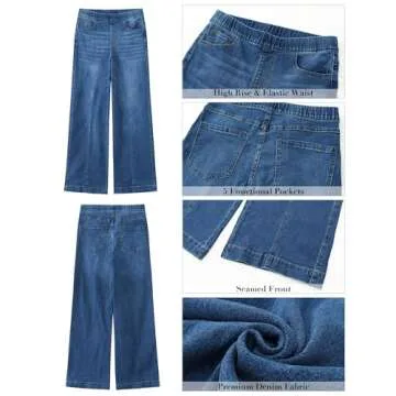 GRAPENT Womens Work Jeans Slacks for Women Fall Clothes for Women Baggy Jeans Women Jeans for Women Trendy Womens Jeans Casual Color Classic Blue Size M Medium Size 8 Size 10