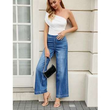 GRAPENT Womens Work Jeans Slacks for Women Fall Clothes for Women Baggy Jeans Women Jeans for Women Trendy Womens Jeans Casual Color Classic Blue Size M Medium Size 8 Size 10