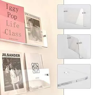lesolar 4Pcs Wall Mount Magazine Holder Clear Acrylic Brochure Holder Hanging Bookshelf Magazine Rack Literature Book Storage Organizer for Office Waiting Room Church Coffee Shop Home