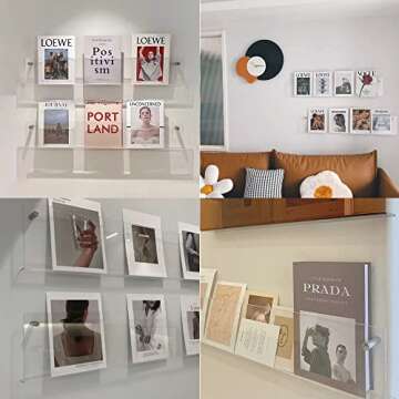 lesolar 4Pcs Wall Mount Magazine Holder Clear Acrylic Brochure Holder Hanging Bookshelf Magazine Rack Literature Book Storage Organizer for Office Waiting Room Church Coffee Shop Home