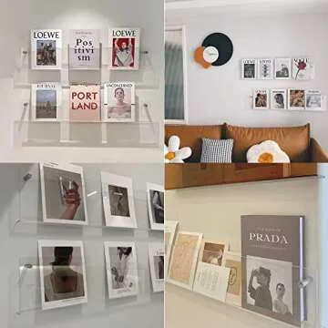lesolar 4Pcs Wall Mount Magazine Holder Clear Acrylic Brochure Holder Hanging Bookshelf Magazine Rack Literature Book Storage Organizer for Office Waiting Room Church Coffee Shop Home
