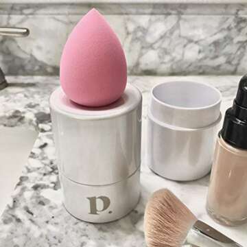 Priya 2-in-1 Beauty Sponge Holder, Makeup Blender Case and Stand for Countertop and Travel
