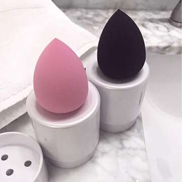 Priya 2-in-1 Beauty Sponge Holder, Makeup Blender Case and Stand for Countertop and Travel