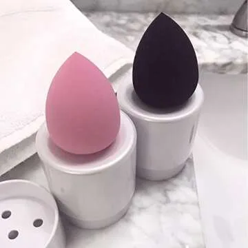 Priya 2-in-1 Beauty Sponge Holder, Makeup Blender Case and Stand for Countertop and Travel