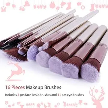 16Pcs Makeup Brushes Set with Beauty Blender Sponges