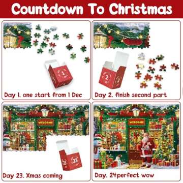 Puzzle Advent Calendar 2024, 1008 Pieces for Adult Christmas Jigsaw Puzzles 24 Boxes Xmas Countdown Calendar 24 Days Holiday Puzzle for Family Home Decoration Gifts for Kids