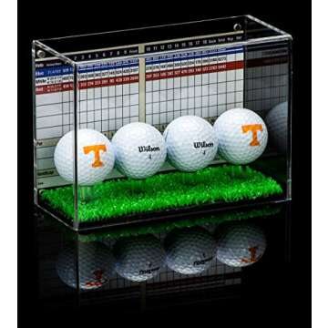 Better Display Cases Clear Acrylic Four(4) Golf Ball Display Case with Black Back and Turf Floor (A045C-TB)