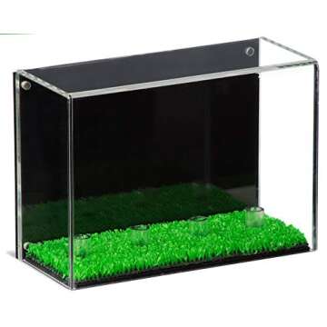 Better Display Cases Clear Acrylic Four(4) Golf Ball Display Case with Black Back and Turf Floor (A045C-TB)