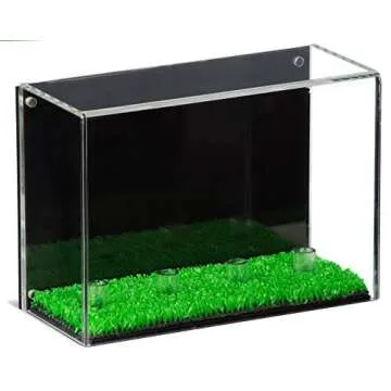 Better Display Cases Clear Acrylic Four(4) Golf Ball Display Case with Black Back and Turf Floor (A045C-TB)