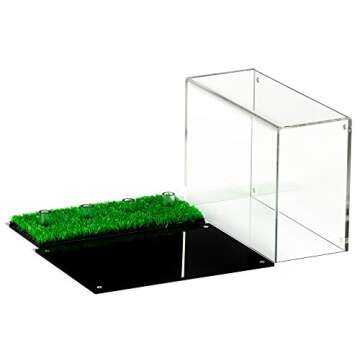 Better Display Cases Clear Acrylic Four(4) Golf Ball Display Case with Black Back and Turf Floor (A045C-TB)