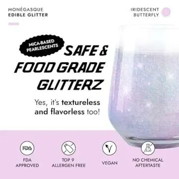 MONÉGASQUE Iridescent Edible Glitter for Cocktails 10g - Perfect for Cakes & Drinks - Vegan & Koshe...