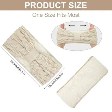 Warm Winter Headbands for Women Cable Crochet Turban Ear Warmer Headband Gifts with Plush, Double Twist Multicolour 1(4 Pack)