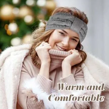 Warm Winter Headbands for Women Cable Crochet Turban Ear Warmer Headband Gifts with Plush, Double Twist Multicolour 1(4 Pack)