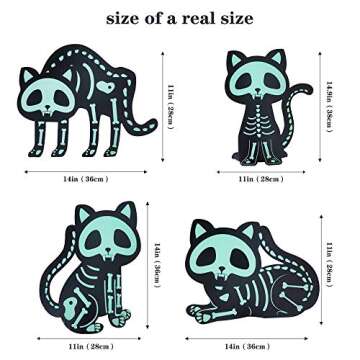 Melonegg Halloween Decorations Outdoor Yard Sign, 4PCS Reflective Black Cat Halloween Decoration Outdoor, Scary Family Home Front Yard Sign Plastic Decoration for Halloween Party