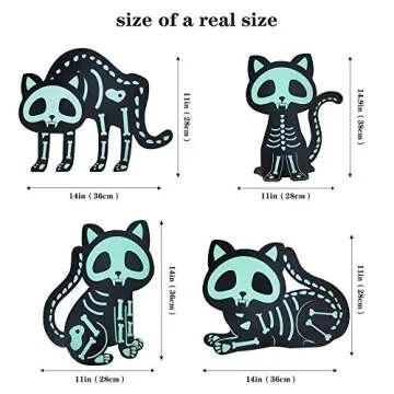 Melonegg Halloween Decorations Outdoor Yard Sign, 4PCS Reflective Black Cat Halloween Decoration Outdoor, Scary Family Home Front Yard Sign Plastic Decoration for Halloween Party