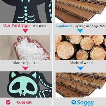 Melonegg Halloween Decorations Outdoor Yard Sign, 4PCS Reflective Black Cat Halloween Decoration Outdoor, Scary Family Home Front Yard Sign Plastic Decoration for Halloween Party