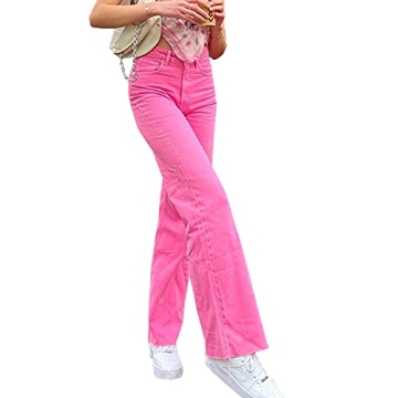 Vintage High Waisted Jeans for Women Trendy Pink