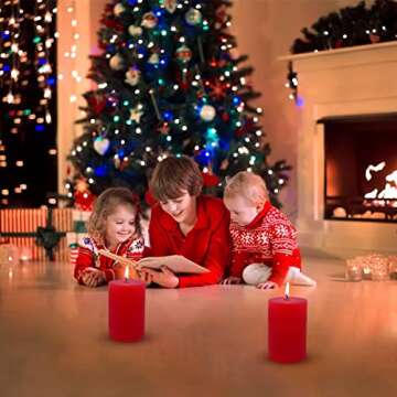 4 Red Pillar Candles - Long Burning Elegance for Events